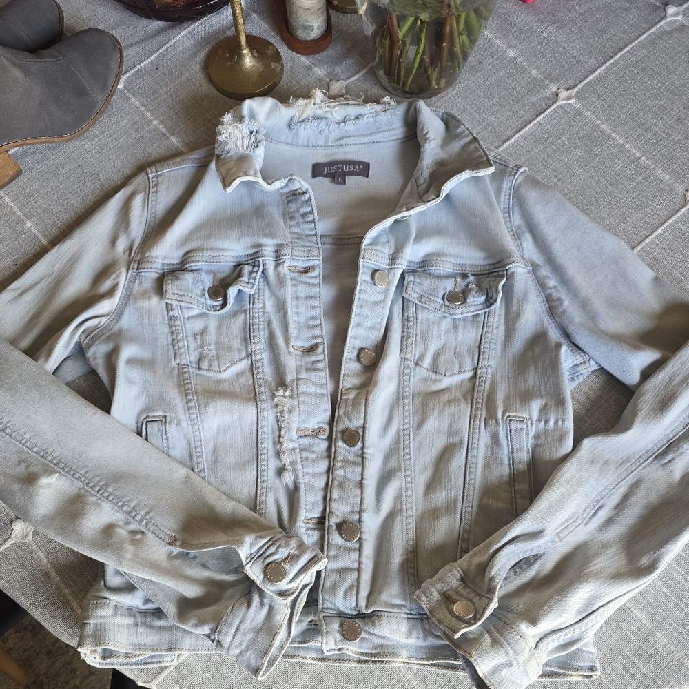 Just USA Faded Blue Jean Jacket, Stretch Denim